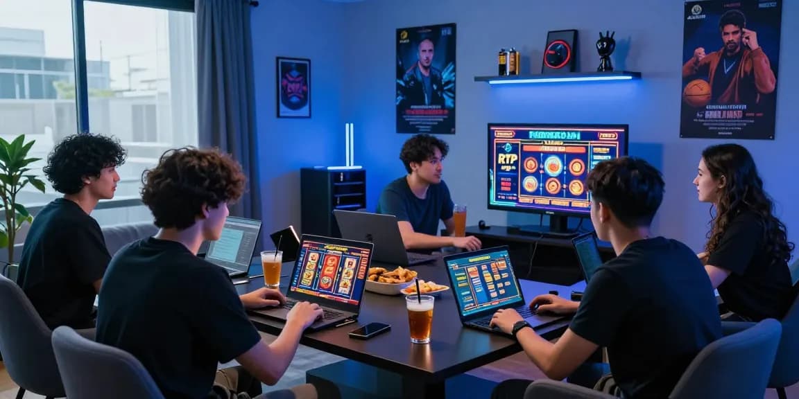 Engaged players discussing strategies for login togel games in a vibrant, modern gaming space.