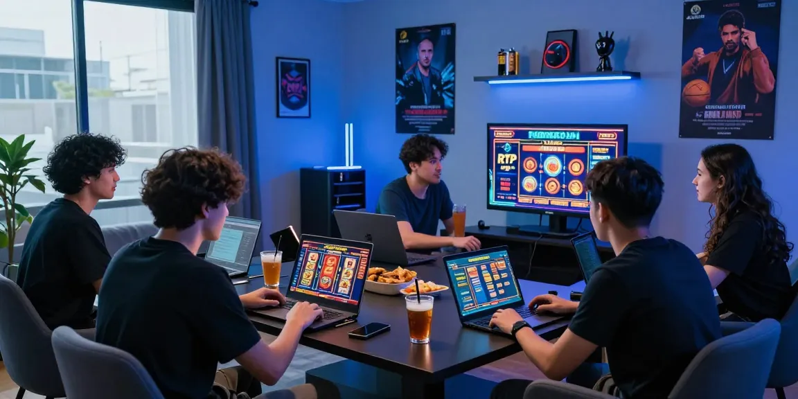 Engaged players discussing strategies for login togel games in a vibrant, modern gaming space.
